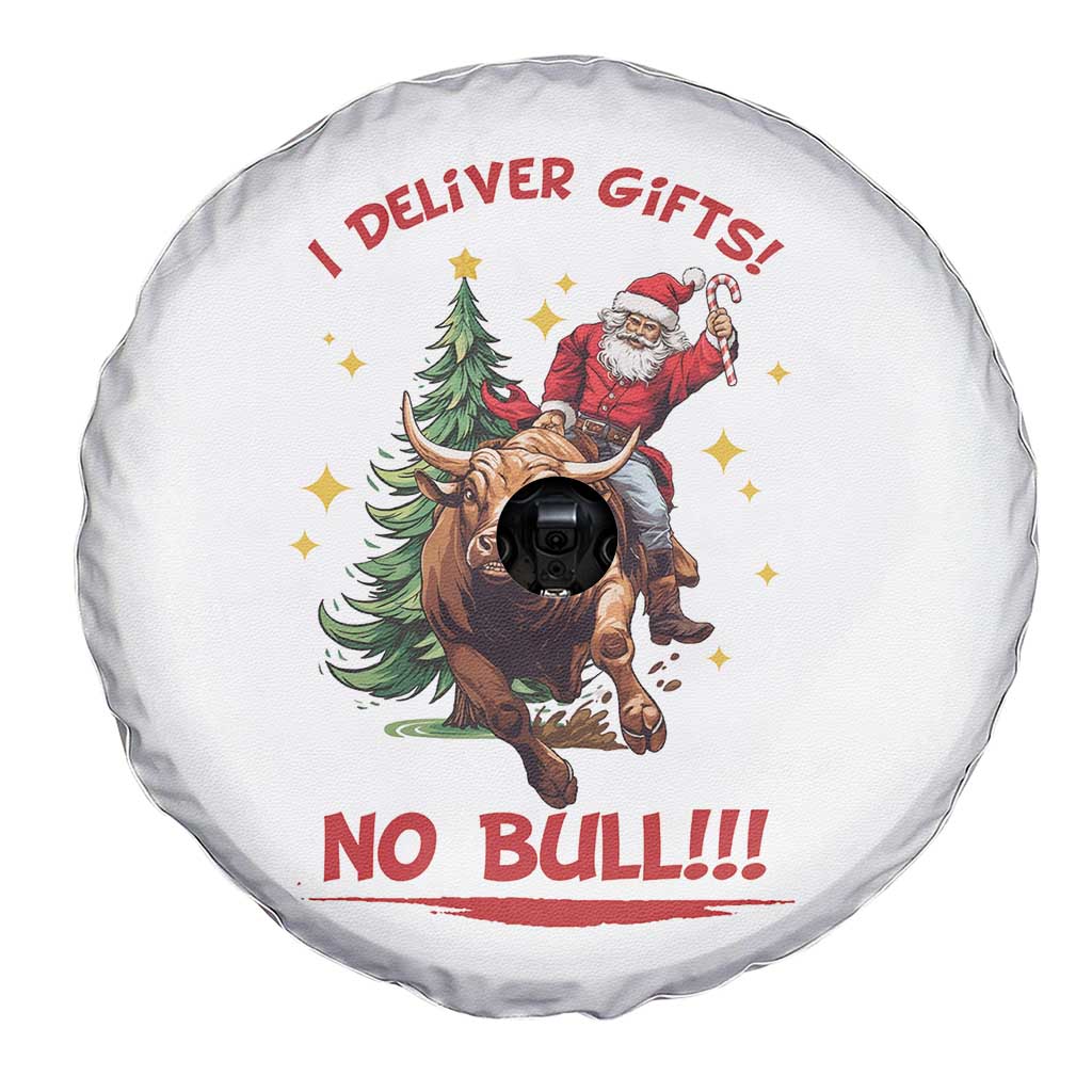 Funny Black Santa Bull Riding Christmas Spare Tire Cover I Deliver Gifts No Bull - Wonder Print Shop