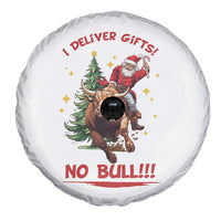 Funny Black Santa Bull Riding Christmas Spare Tire Cover I Deliver Gifts No Bull - Wonder Print Shop