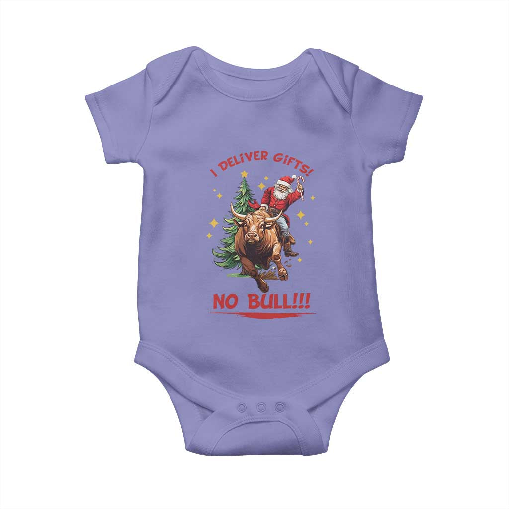 Funny Black Santa Bull Riding Christmas Baby Onesie I Deliver Gifts No Bull - Wonder Print Shop