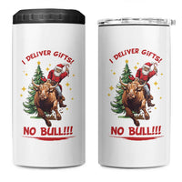 Funny Black Santa Bull Riding Christmas 4 in 1 Can Cooler Tumbler I Deliver Gifts No Bull - Wonder Print Shop