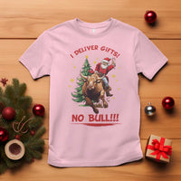 Funny Black Santa Bull Riding Christmas T Shirt I Deliver Gifts No Bull - Wonder Print Shop