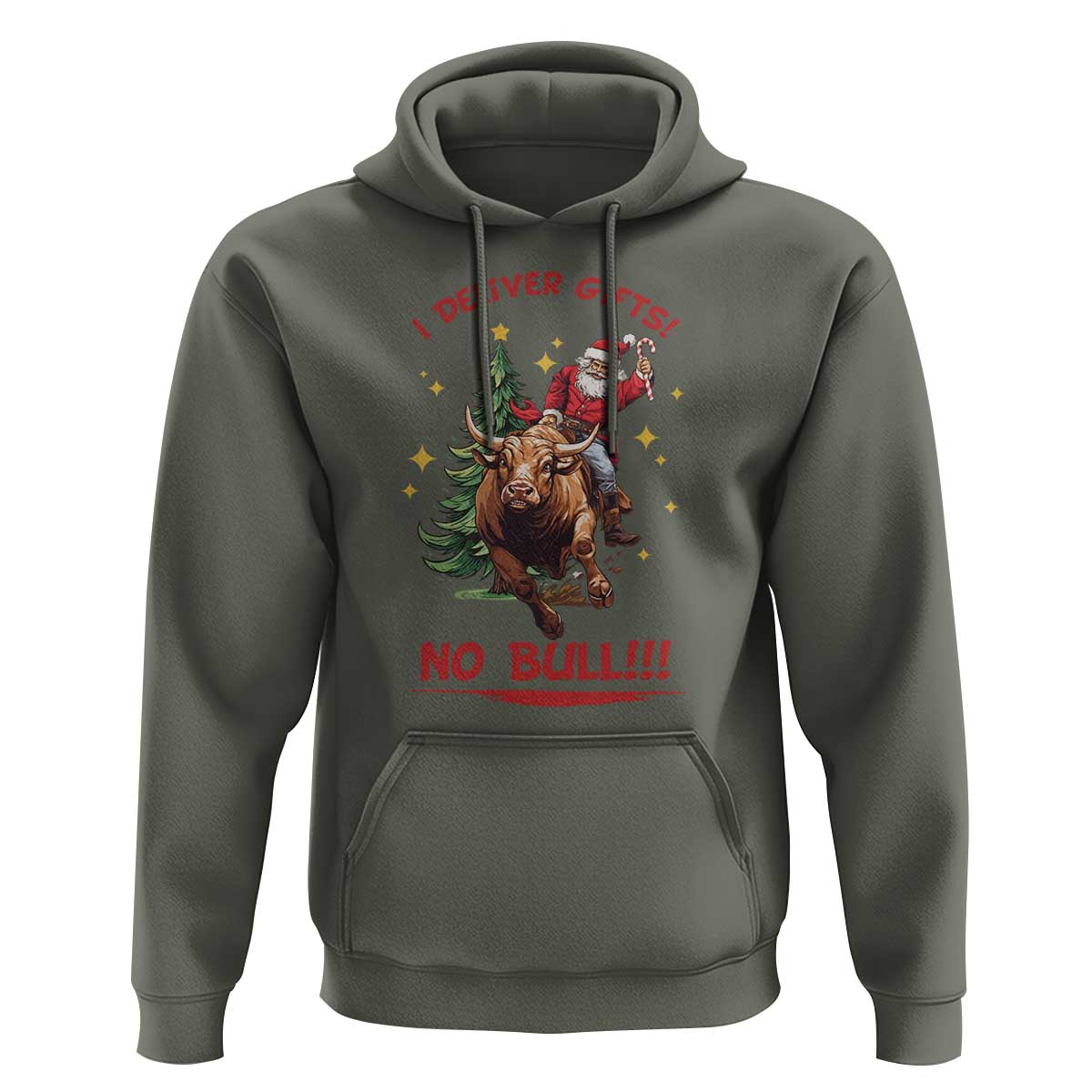 Funny Black Santa Bull Riding Christmas Hoodie I Deliver Gifts No Bull - Wonder Print Shop