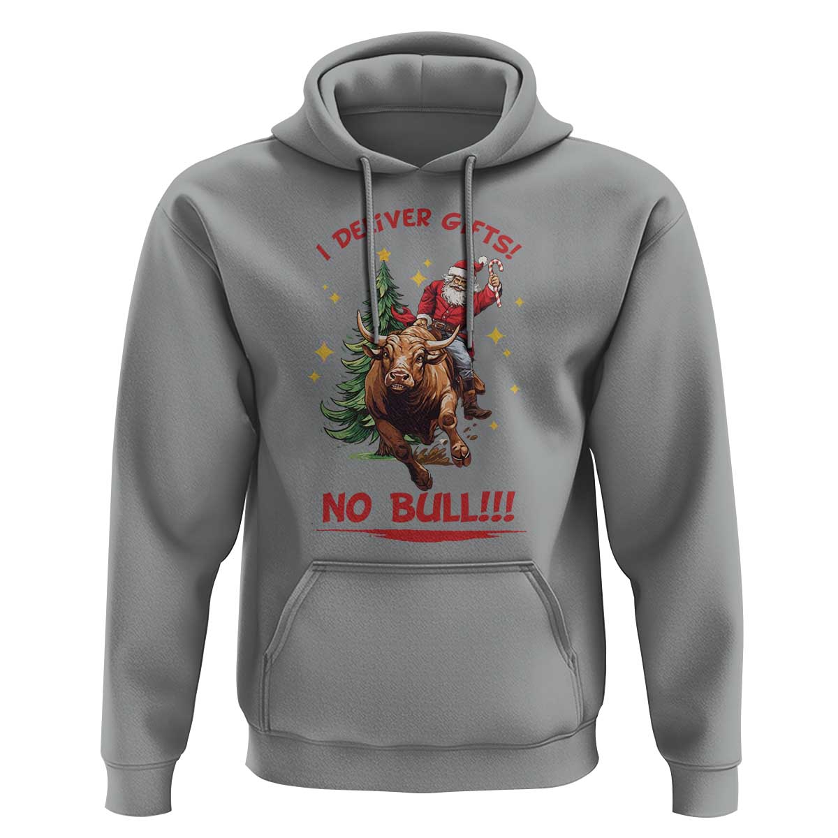 Funny Black Santa Bull Riding Christmas Hoodie I Deliver Gifts No Bull - Wonder Print Shop