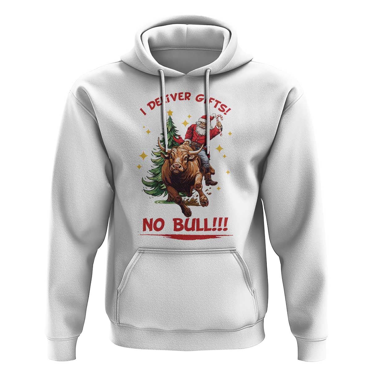 Funny Black Santa Bull Riding Christmas Hoodie I Deliver Gifts No Bull - Wonder Print Shop