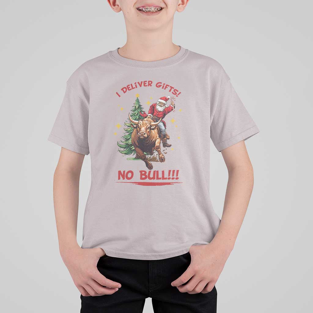 Funny Black Santa Bull Riding Christmas T Shirt For Kid I Deliver Gifts No Bull - Wonder Print Shop