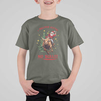 Funny Black Santa Bull Riding Christmas T Shirt For Kid I Deliver Gifts No Bull - Wonder Print Shop