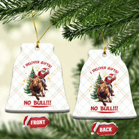 Funny Black Santa Bull Riding Christmas Ceramic Ornament I Deliver Gifts No Bull - Wonder Print Shop