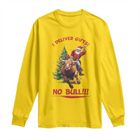 Funny Black Santa Bull Riding Christmas Long Sleeve Shirt I Deliver Gifts No Bull - Wonder Print Shop