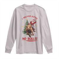 Funny Black Santa Bull Riding Christmas Long Sleeve Shirt I Deliver Gifts No Bull - Wonder Print Shop