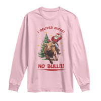 Funny Black Santa Bull Riding Christmas Long Sleeve Shirt I Deliver Gifts No Bull - Wonder Print Shop