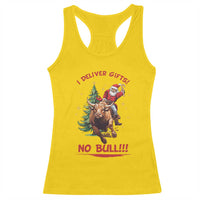 Funny Black Santa Bull Riding Christmas Racerback Tank Top I Deliver Gifts No Bull - Wonder Print Shop