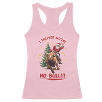 Funny Black Santa Bull Riding Christmas Racerback Tank Top I Deliver Gifts No Bull - Wonder Print Shop