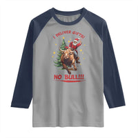 Funny Black Santa Bull Riding Christmas Raglan Shirt I Deliver Gifts No Bull - Wonder Print Shop