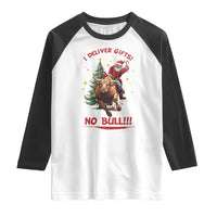 Funny Black Santa Bull Riding Christmas Raglan Shirt I Deliver Gifts No Bull - Wonder Print Shop