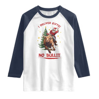 Funny Black Santa Bull Riding Christmas Raglan Shirt I Deliver Gifts No Bull - Wonder Print Shop