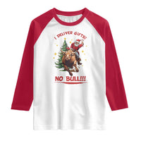 Funny Black Santa Bull Riding Christmas Raglan Shirt I Deliver Gifts No Bull - Wonder Print Shop