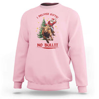 Funny Black Santa Bull Riding Christmas Sweatshirt I Deliver Gifts No Bull - Wonder Print Shop