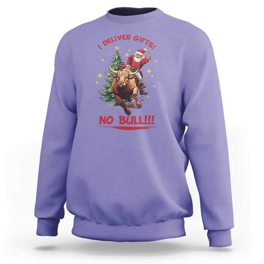 Funny Black Santa Bull Riding Christmas Sweatshirt I Deliver Gifts No Bull - Wonder Print Shop