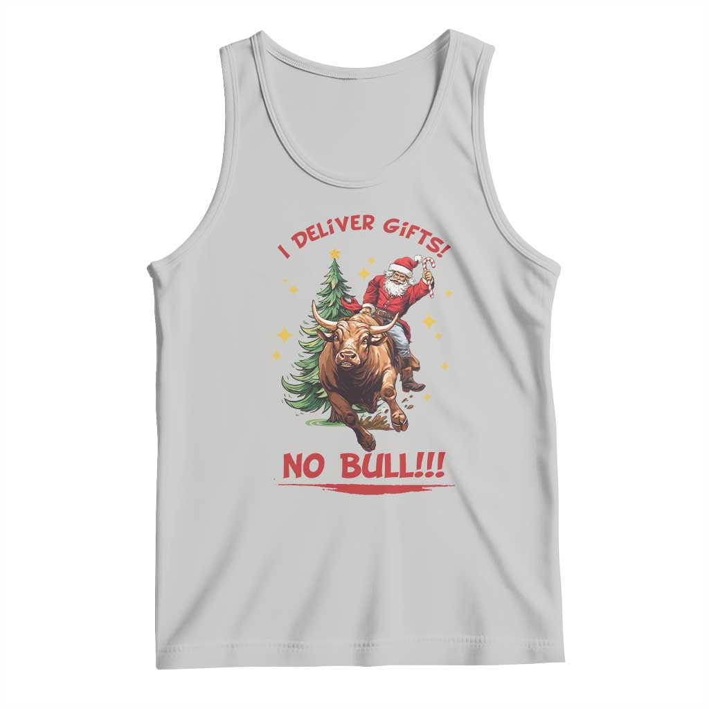 Funny Black Santa Bull Riding Christmas Tank Top I Deliver Gifts No Bull - Wonder Print Shop