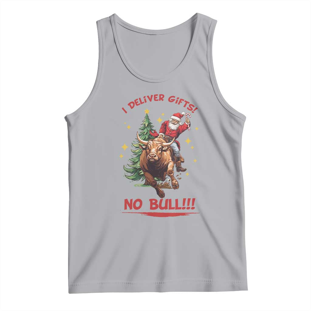 Funny Black Santa Bull Riding Christmas Tank Top I Deliver Gifts No Bull - Wonder Print Shop