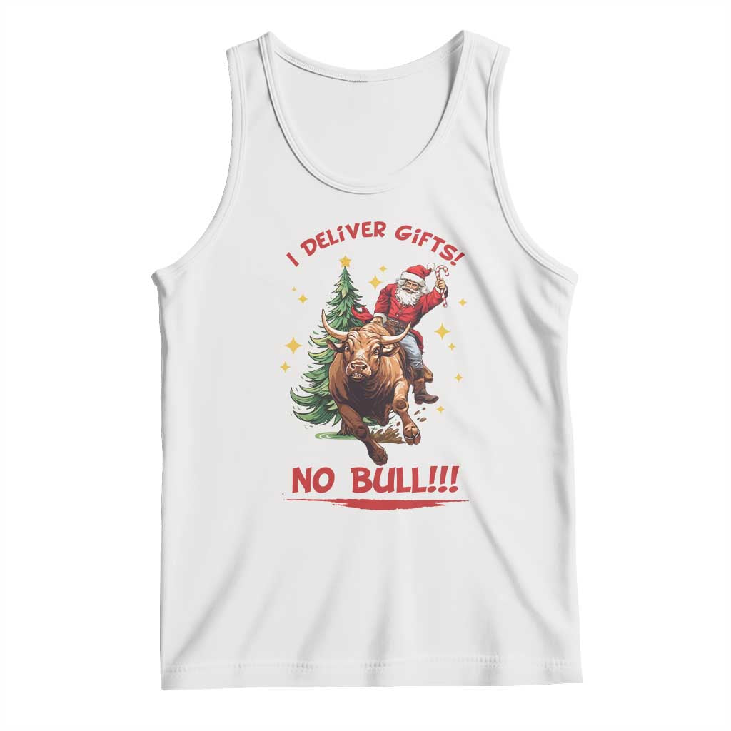Funny Black Santa Bull Riding Christmas Tank Top I Deliver Gifts No Bull - Wonder Print Shop