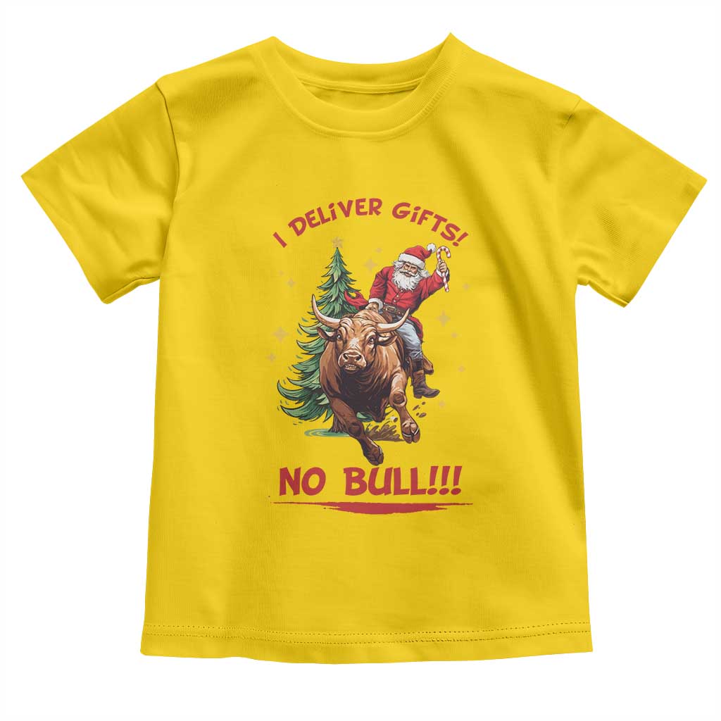 Funny Black Santa Bull Riding Christmas Toddler T Shirt I Deliver Gifts No Bull - Wonder Print Shop