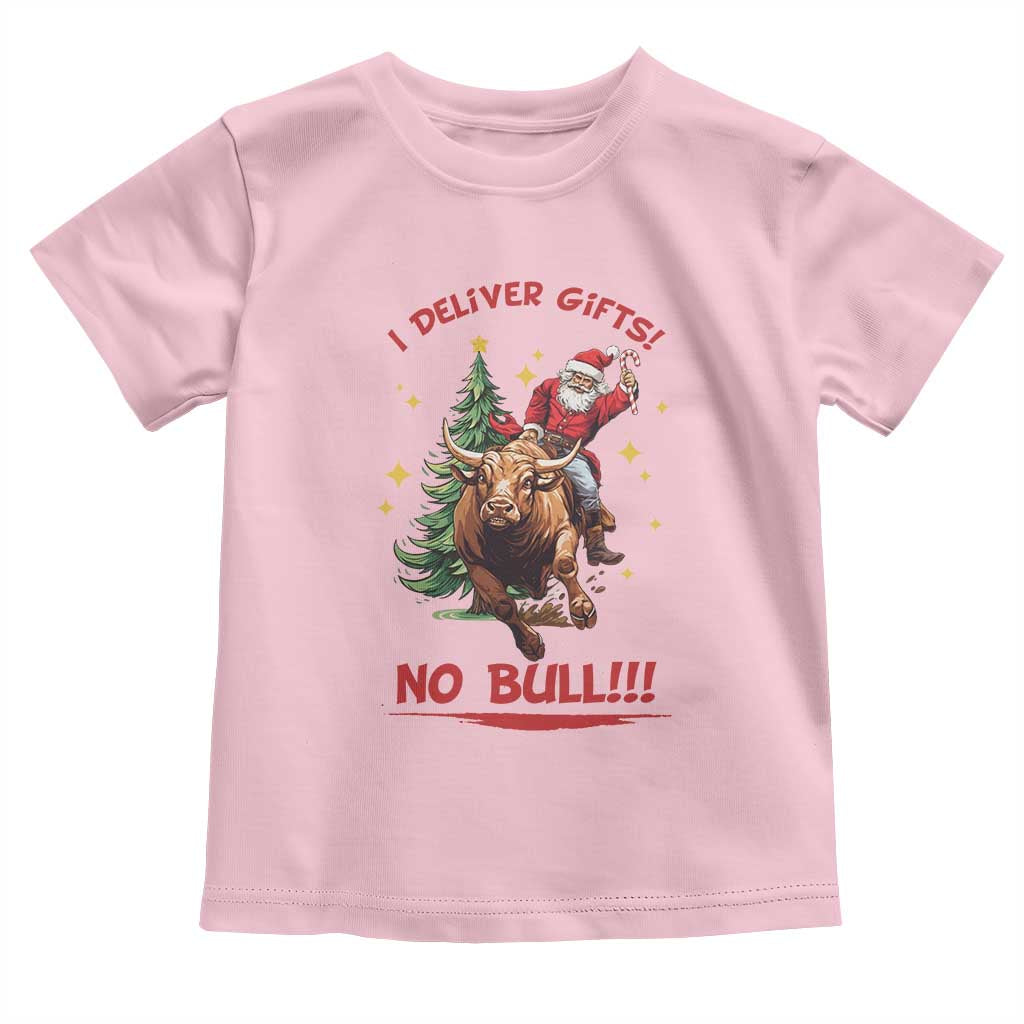 Funny Black Santa Bull Riding Christmas Toddler T Shirt I Deliver Gifts No Bull - Wonder Print Shop