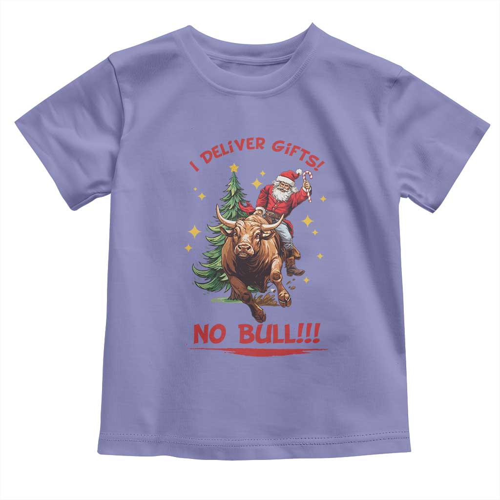 Funny Black Santa Bull Riding Christmas Toddler T Shirt I Deliver Gifts No Bull - Wonder Print Shop