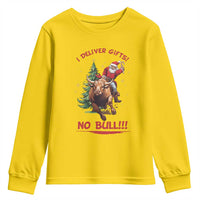 Funny Black Santa Bull Riding Christmas Youth Sweatshirt I Deliver Gifts No Bull - Wonder Print Shop