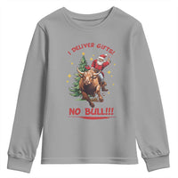 Funny Black Santa Bull Riding Christmas Youth Sweatshirt I Deliver Gifts No Bull - Wonder Print Shop