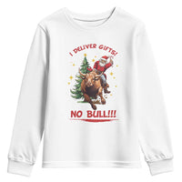 Funny Black Santa Bull Riding Christmas Youth Sweatshirt I Deliver Gifts No Bull - Wonder Print Shop