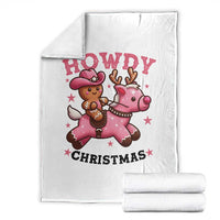 Howdy Christmas Throw Blanket Funny Gingerbread Cowboy Riding Reindeer Gift For Girl - Wonder Print Shop