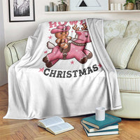 Howdy Christmas Throw Blanket Funny Gingerbread Cowboy Riding Reindeer Gift For Girl - Wonder Print Shop
