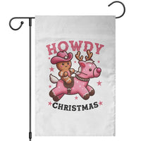 Howdy Christmas Garden Flag Funny Gingerbread Cowboy Riding Reindeer Gift For Girl - Wonder Print Shop