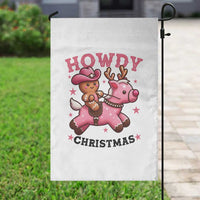 Howdy Christmas Garden Flag Funny Gingerbread Cowboy Riding Reindeer Gift For Girl - Wonder Print Shop
