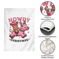 Howdy Christmas Garden Flag Funny Gingerbread Cowboy Riding Reindeer Gift For Girl - Wonder Print Shop
