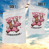 Howdy Christmas Garden Flag Funny Gingerbread Cowboy Riding Reindeer Gift For Girl - Wonder Print Shop