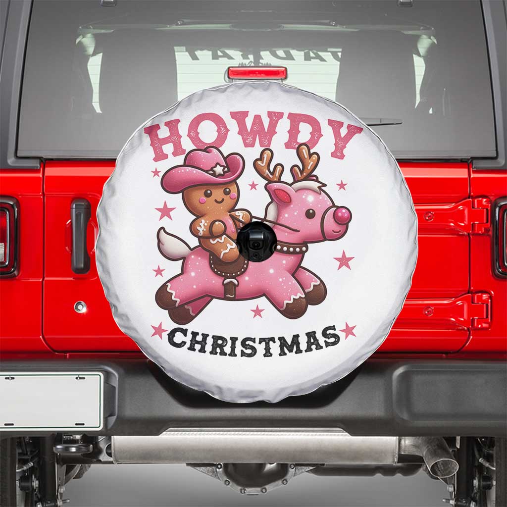 Howdy Christmas Spare Tire Cover Funny Gingerbread Cowboy Riding Reindeer Gift For Girl - Wonder Print Shop