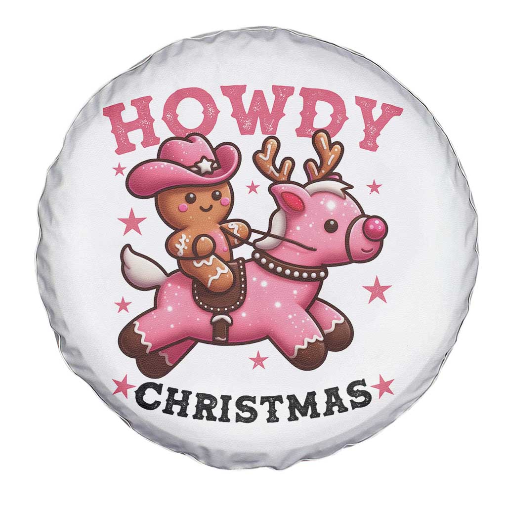 Howdy Christmas Spare Tire Cover Funny Gingerbread Cowboy Riding Reindeer Gift For Girl - Wonder Print Shop
