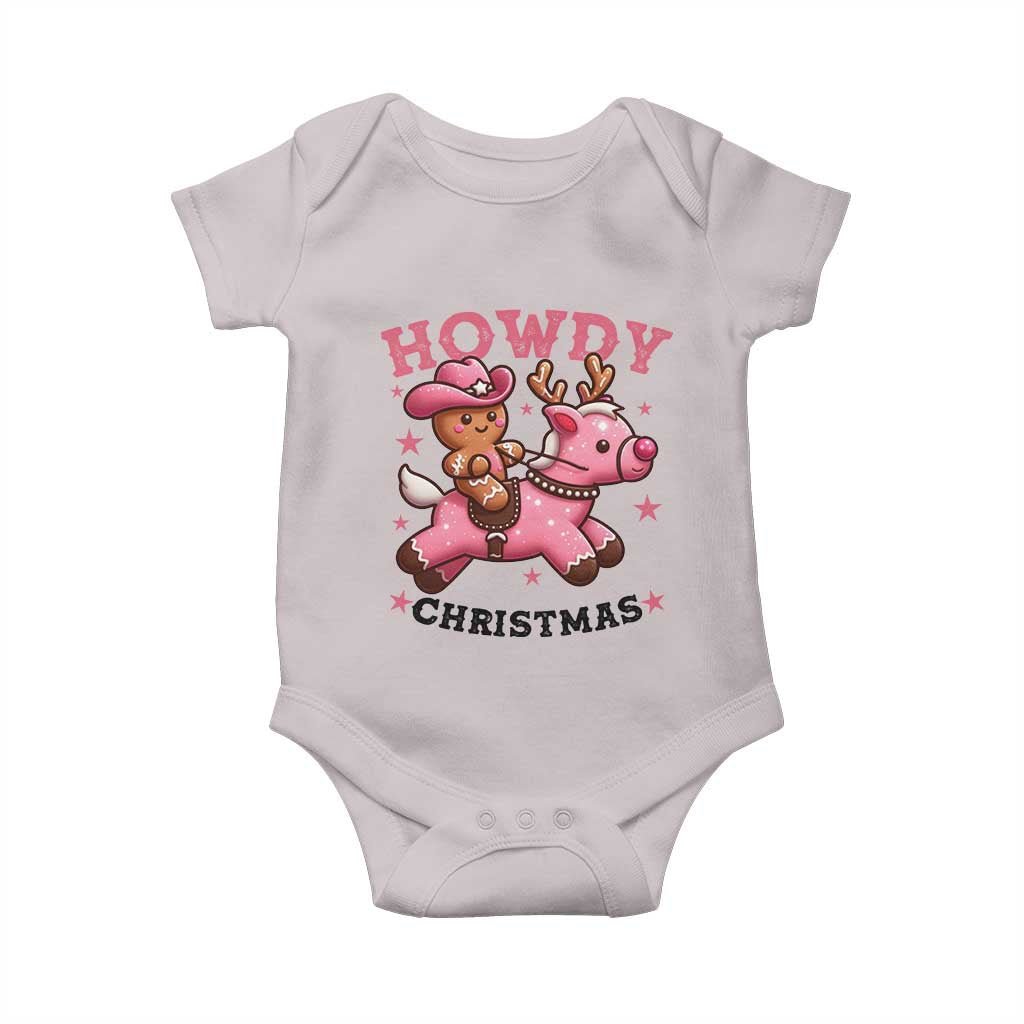 Howdy Christmas Baby Onesie Funny Gingerbread Cowboy Riding Reindeer Gift For Girl - Wonder Print Shop