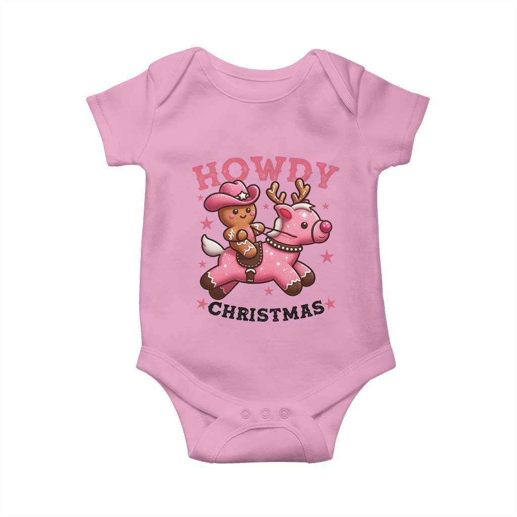 Howdy Christmas Baby Onesie Funny Gingerbread Cowboy Riding Reindeer Gift For Girl - Wonder Print Shop