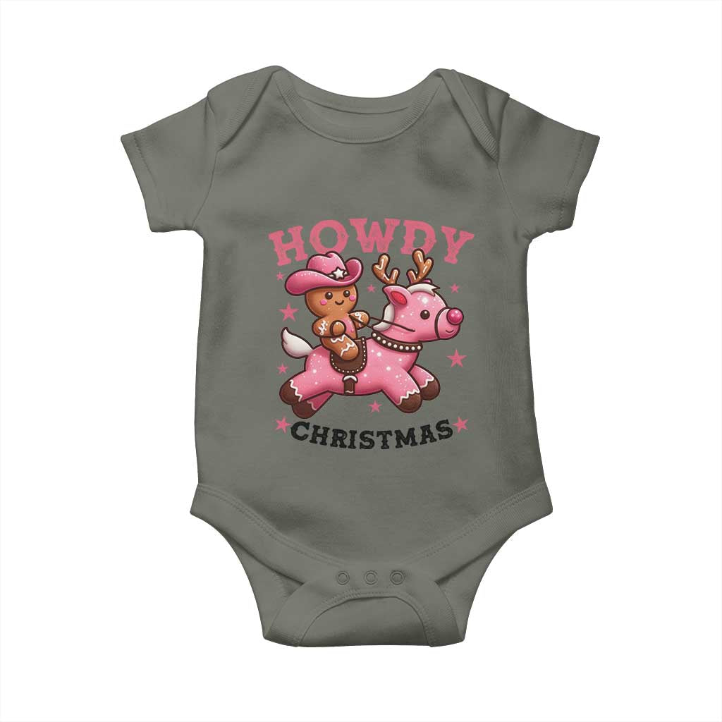 Howdy Christmas Baby Onesie Funny Gingerbread Cowboy Riding Reindeer Gift For Girl - Wonder Print Shop