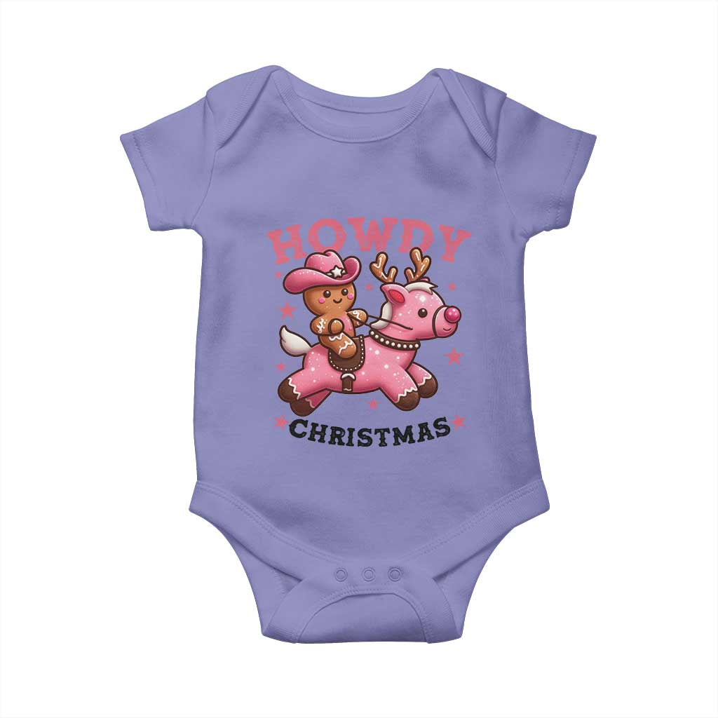 Howdy Christmas Baby Onesie Funny Gingerbread Cowboy Riding Reindeer Gift For Girl - Wonder Print Shop