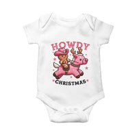 Howdy Christmas Baby Onesie Funny Gingerbread Cowboy Riding Reindeer Gift For Girl - Wonder Print Shop