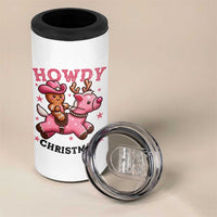 Howdy Christmas 4 in 1 Can Cooler Tumbler Funny Gingerbread Cowboy Riding Reindeer Gift For Girl - Wonder Print Shop