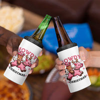 Howdy Christmas 4 in 1 Can Cooler Tumbler Funny Gingerbread Cowboy Riding Reindeer Gift For Girl - Wonder Print Shop