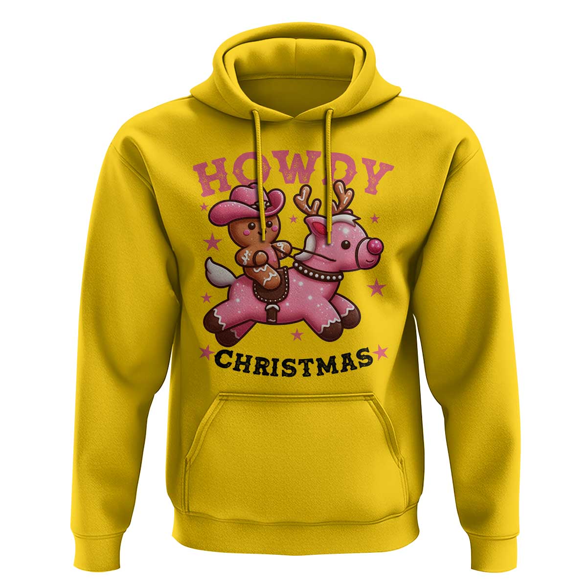 Howdy Christmas Hoodie Funny Gingerbread Cowboy Riding Reindeer Gift For Girl - Wonder Print Shop