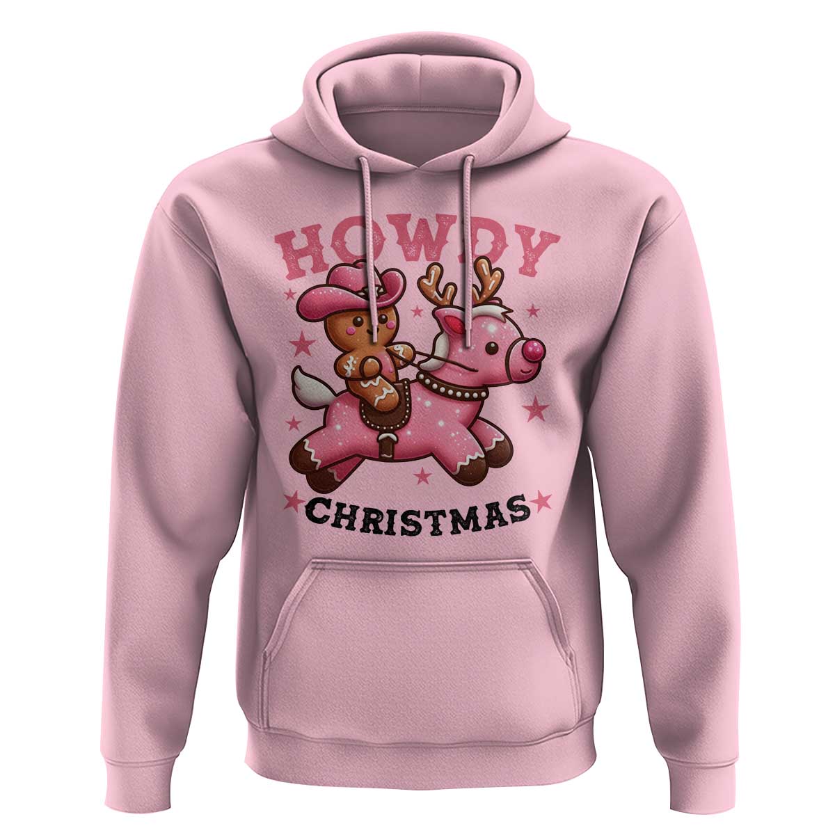 Howdy Christmas Hoodie Funny Gingerbread Cowboy Riding Reindeer Gift For Girl - Wonder Print Shop