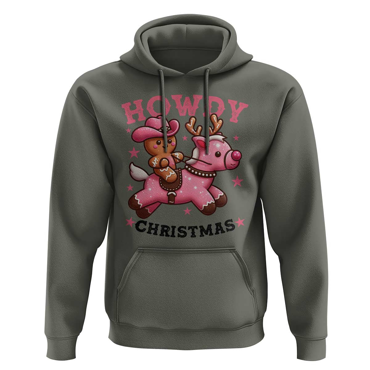 Howdy Christmas Hoodie Funny Gingerbread Cowboy Riding Reindeer Gift For Girl - Wonder Print Shop