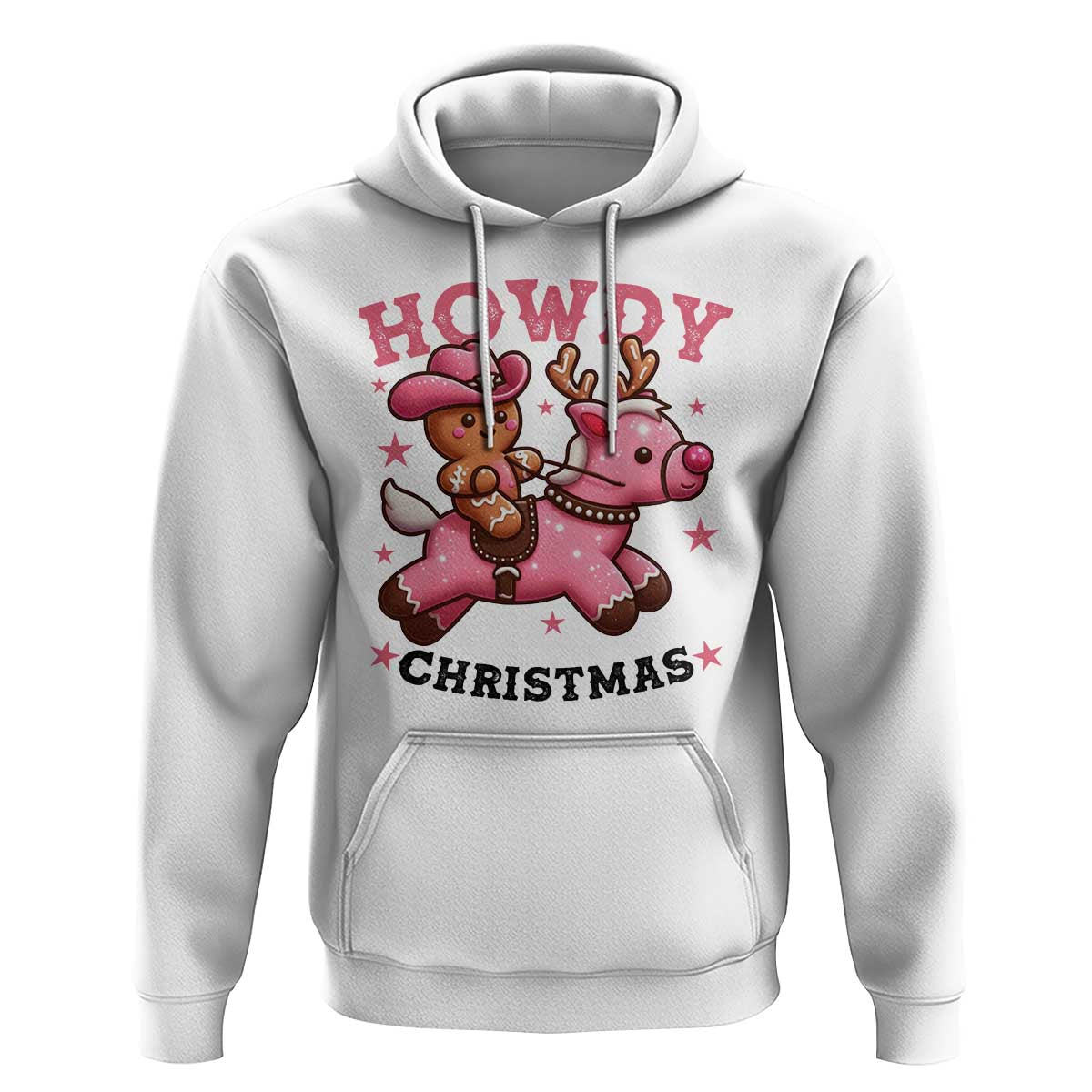 Howdy Christmas Hoodie Funny Gingerbread Cowboy Riding Reindeer Gift For Girl - Wonder Print Shop